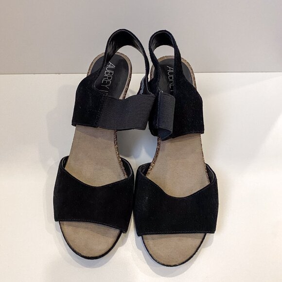 Aubrey Lynn Pennie Wedge Suede Slingback Sandal - Size 8 - Picture 4 of 13